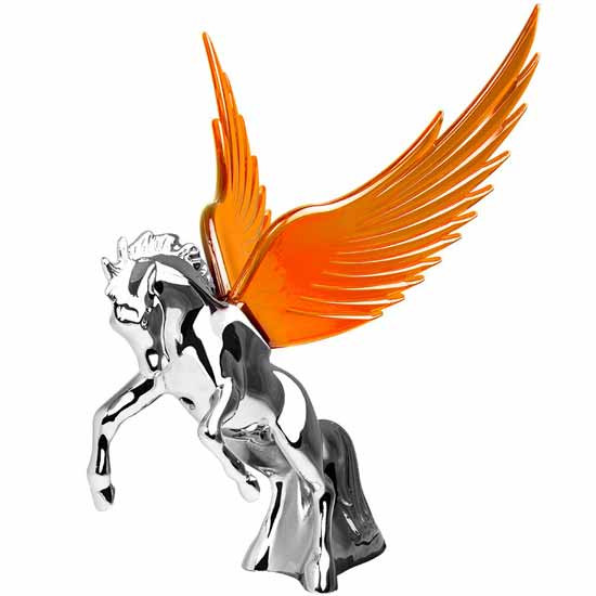 WindRider Horse Hood Ornament Chrome - Wing Color Options