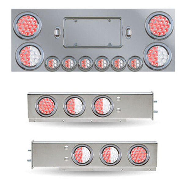 Rear Lighted Center Panel &  Mud Flap Hanger Kit With 10 - 4 Inch, 6 - 2 Inch LED Lights Rear Lighted Center Panel &  Mud Flap Hanger Kit With 10 - 4 Inch, 6 - 2 Inch LED Lights