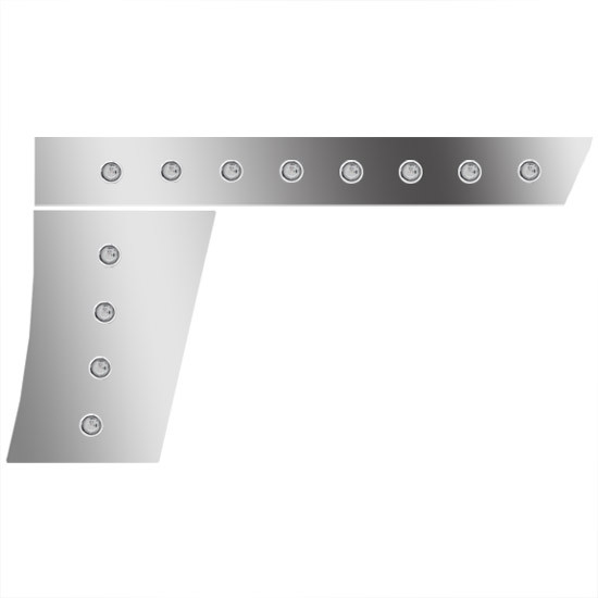 Stainless Steel Cab/Cowl Panels W/ 24 - 3/4 Inch Amber/Clear LEDs For Peterbilt