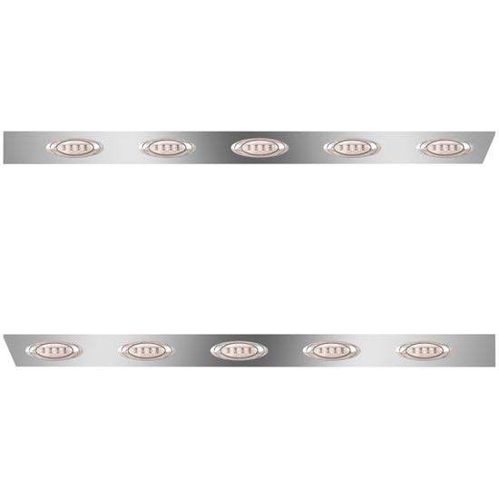 3 Inch Stainless Steel Extended Cab Panels W/ 10 P1 Amber/Clear LEDs For Peterbilt 388