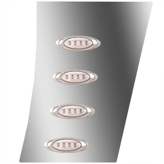 3 Inch Stainless Steel Wide Cowl Panels W/ 8 P1 Amber/Clear LEDs For Peterbilt 388