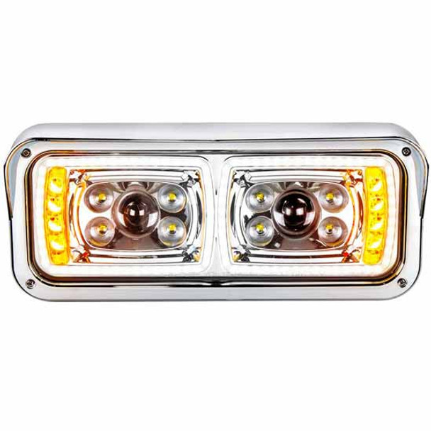 4 X 6 Inch High Power LED Chrome Projection Headlight With LED Turn Signal, Position Light Bar 4 X 6 Inch High Power LED Chrome Projection Headlight With LED Turn Signal, Position Light Bar