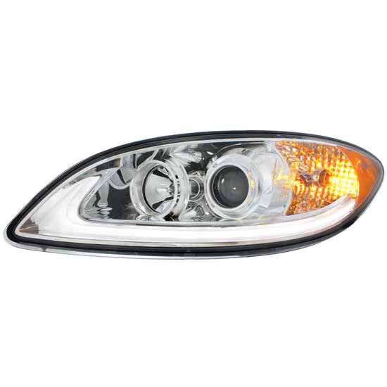 Chrome Projection Headlight With LED Light Bar For International ProStar 2008-2017