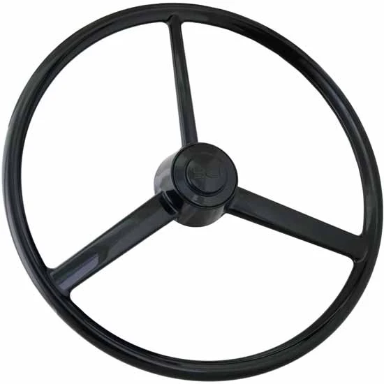 20 Inch 3 Spoke Retro Series Blackout Painted Poly Rim Steering Wheel W/ SCI Horn Button