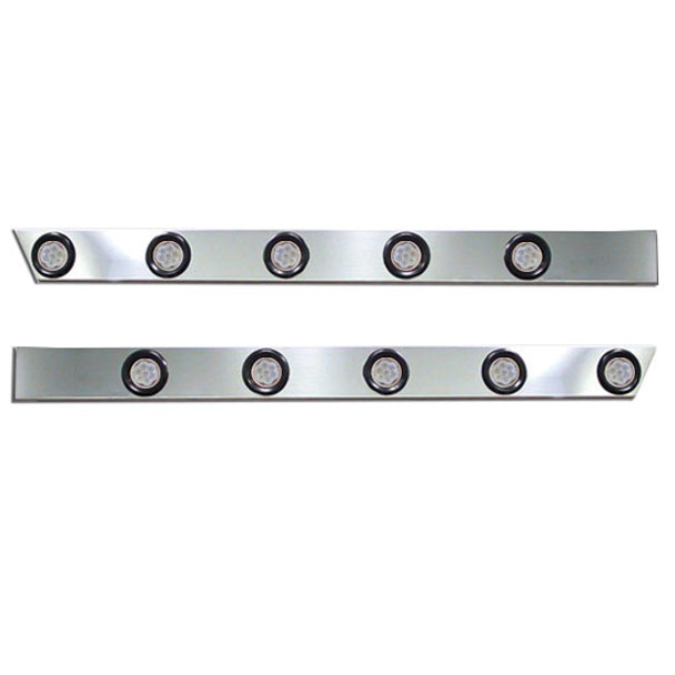 3.5 Inch Stainless Steel Cab Panel W/ 5 Rnd Light - Amber LED / Clear Lens For Peterbilt 389