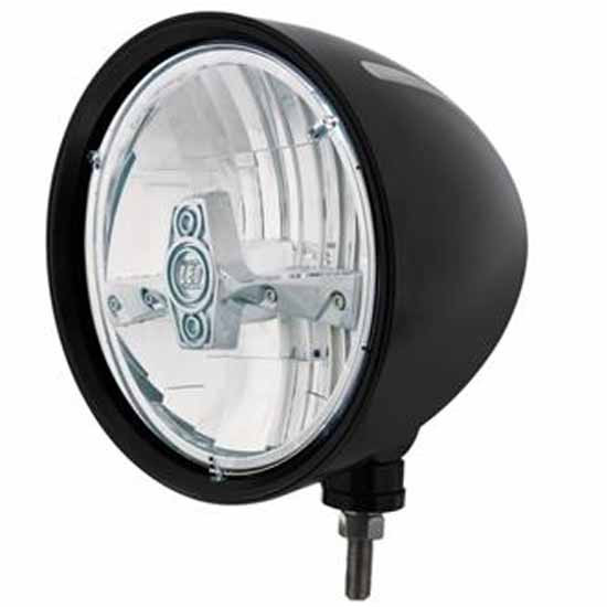 Black Billet Style Groove LED Headlight With 5 Diodes And Center Cross Bar Accent