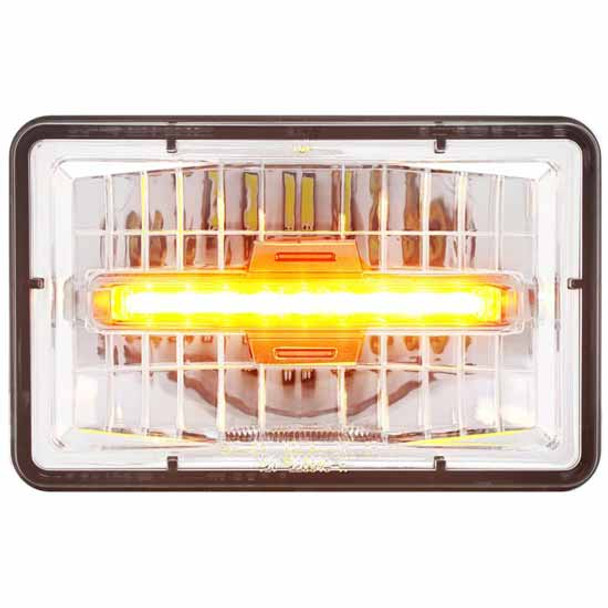 4 X 6 Inch Rectangular LED Headlight With 9 Amber LED Auxiliary Lights 4 X 6 Inch Rectangular LED Headlight With 9 Amber LED Auxiliary Lights