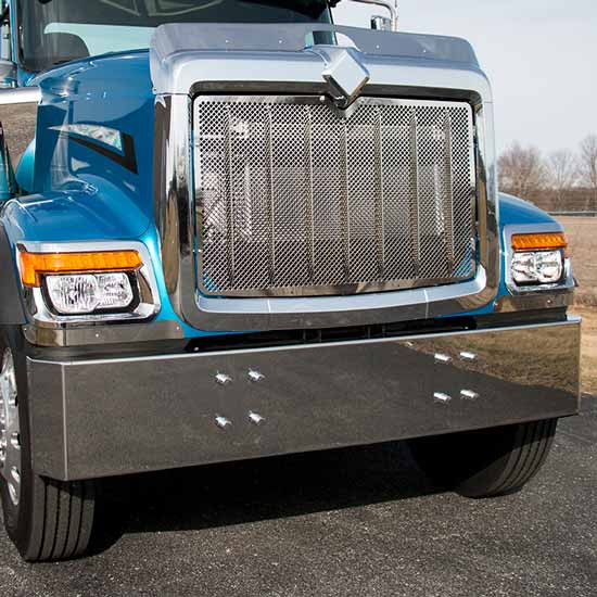 16 Inch Stainless Steel Classic Style Standard Mount Mitered End Bumper For International HX520