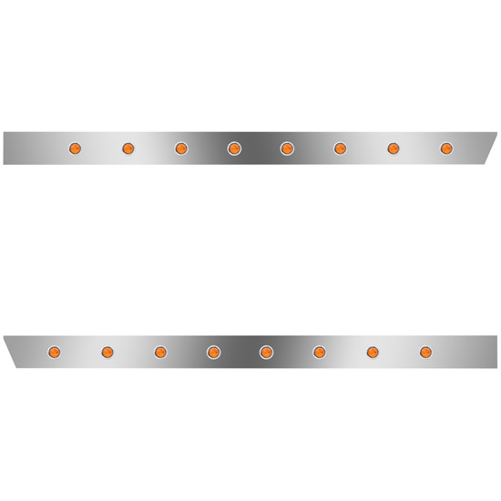 3 Inch Stainless Extended Cab Panels W/ 16 - 3/4 Inch Amber LEDs For Peterbilt 389 131 BBC 2018 +