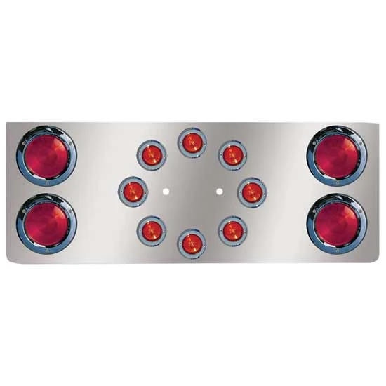 14 Inch Stainless Steel Rear Center Panel W/ Light, Back Plate Options For Mack