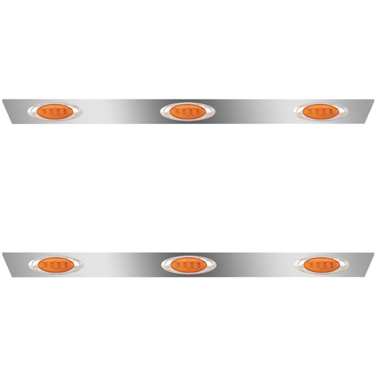 3 Inch Stainless Steel Cab Panels W/ 6 M1 Amber/Amber LEDs For Peterbilt