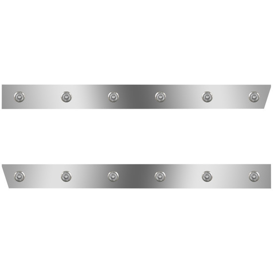 304 Stainless Steel Cab Panels W/ 2.125 Inch Face & Twelve Bullseye LED Lights - Amber LED/ Clear Lens For Peterbilt