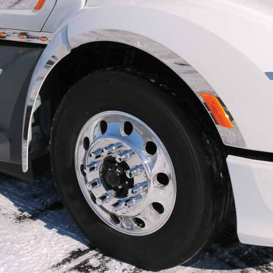 Stainless Steel Fender Trim W/ Side Marker Light Holes For Peterbilt 579