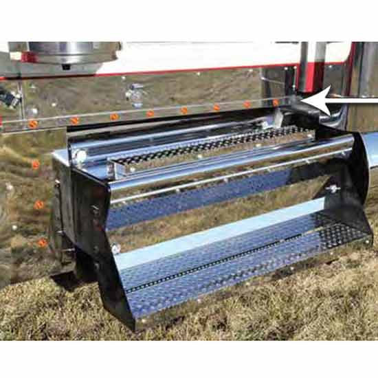 Roadworks Stainless Steel Cab Panel W/ Light Options For Kenworth W900L W/ DPF, DEF