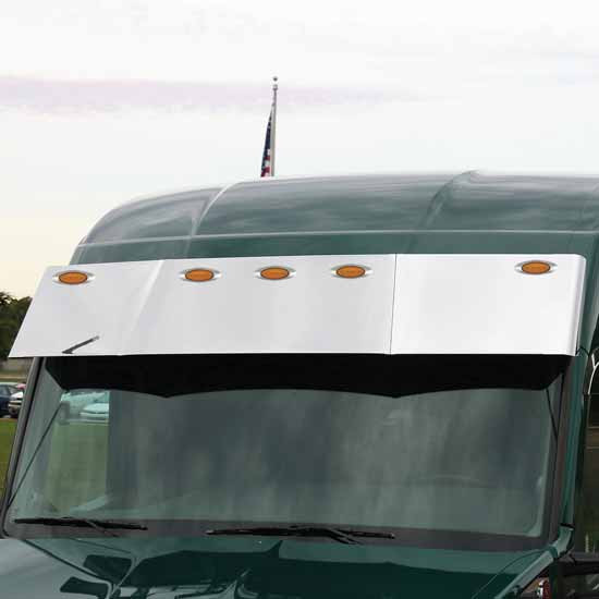 15.5 Inch Stainless Steel Drop Visor W/ Light Options For Kenworth T680, T880, W990