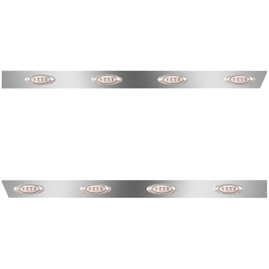 3 X 54 Inch Stainless Cab Panel W/ 4 P1 Amber/Clear P1 Lights For Peterbilt 378, 379, 388, 389 - Pair