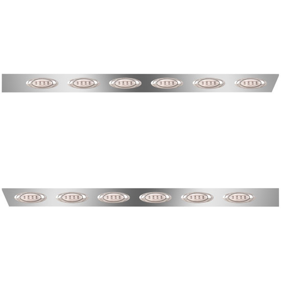 4 Inch Stainless Steel Cab Panels W/ 6 P1 Amber/Clear LEDs For Peterbilt 379, 388, 389