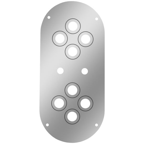 Stainless Dome Light Plate Above Door With Holes For 8 Round 3/4 Inch Lights For Peterbilt & Kenworth