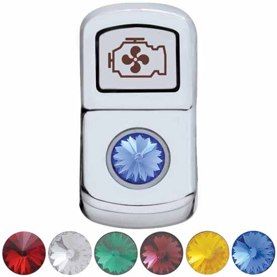 Chrome Engine Fan Rocker Switch Covers W/ Jewel Option For Peterbilt 2006-Newer