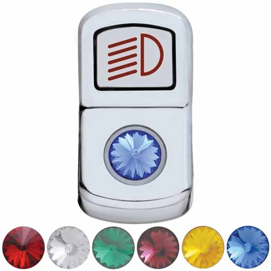 Chrome Headlight Rocker Switch Covers W/ Jewel Option For Peterbilt 2006-Newer