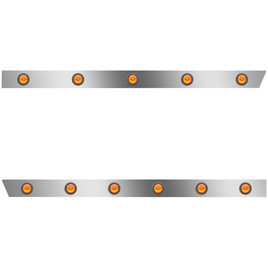 3 Inch Stainless Steel Standard Cab Panels W/ 11 Total 2 Inch Amber/Amber LEDs For Peterbilt 389 131 BBC