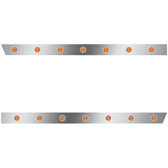 2.5 Inch Stainless Steel Cab Panels W/ 14 Bulkhead Amber/Amber LEDs For Peterbilt 386