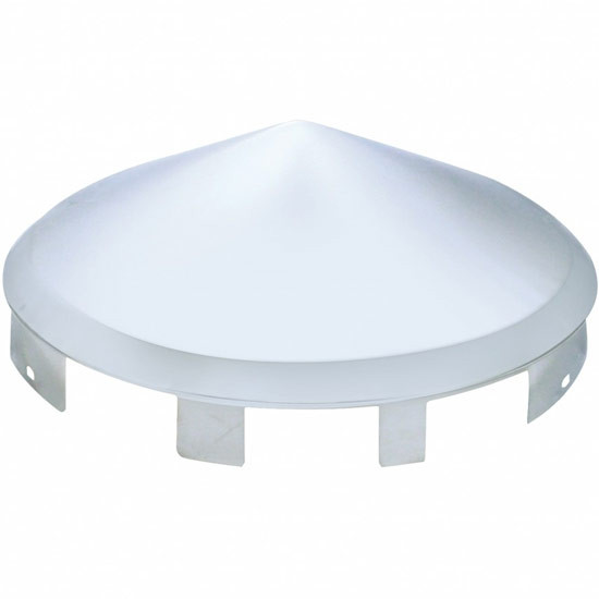 Chrome Pointed Front Hubcap With Lip For 4, 5 And 6 Notched Hubs