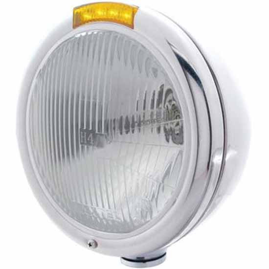 Classic PB Style H4 Halogen Headlight W/ 4 LED Turn Signal Light