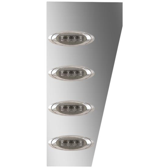 Stainless Steel Cowl Panels W/ Oval Amber/Smoked LEDs For Peterbilt 379