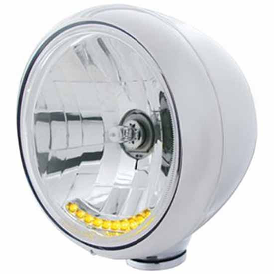 Guide 682-C Headlight W/ H4 Halogen Bulb, 10 Amber LED Accent Lights