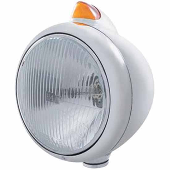 Chrome Guide 682-C Headlight W/ H4 Halogen Bulb, 5 Diode Original Style Signal Light