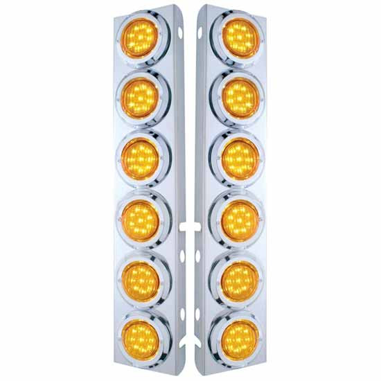 Stainless Steel Front Air Cleaner Brackets W/ 2 Inch Round Lights For Peterbilt 378, 379