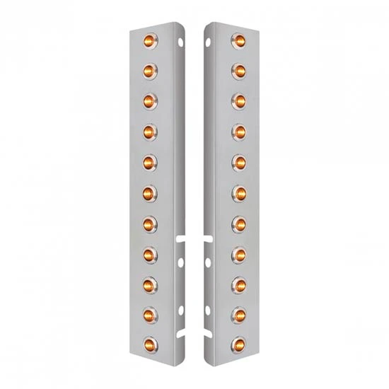 Stainless Steel Front Air Cleaner Panels W/ 22 LED Bulkhead Lights For Peterbilt 378 & 379