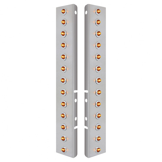 Stainless Front Air Cleaner Bracket W / 26X 2 LED Mini Bulkhead Style Lights & Bezels For Peterbilt 378, 379