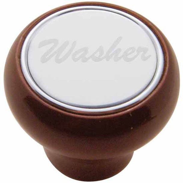 Small Wood Deluxe Dash Knob W/Stainless Plaque - Hex Screw Mount Small Wood Deluxe Dash Knob W/Stainless Plaque - Hex Screw Mount