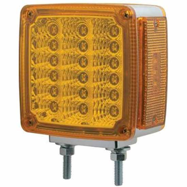 Square 39 Diode Double Faced Turn Signal Light W/ Reflector - Amber LED Square 39 Diode Double Faced Turn Signal Light W/ Reflector - Amber LED