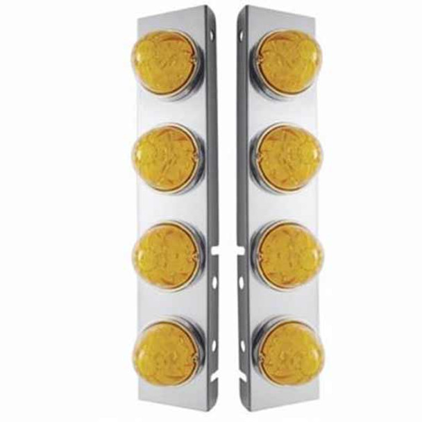 SS Front Air Cleaner Panels W/ 8 Amber LED Dual Function Lights For Peterbilt 378 & 379