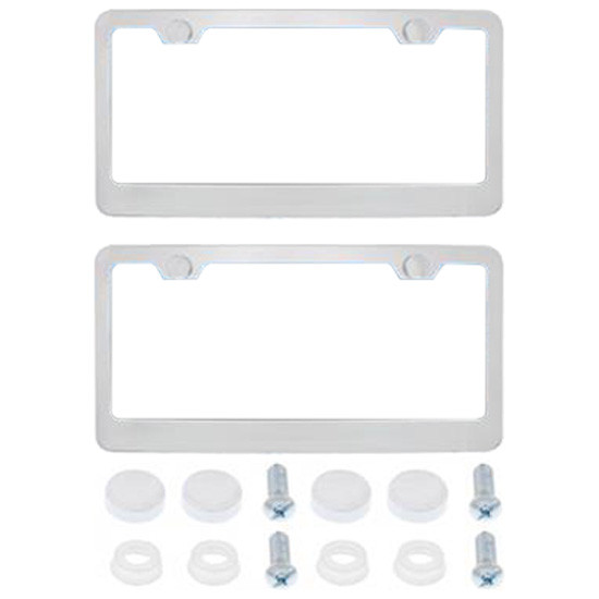License Plate Frame W/ Screw Caps - 2 Pack