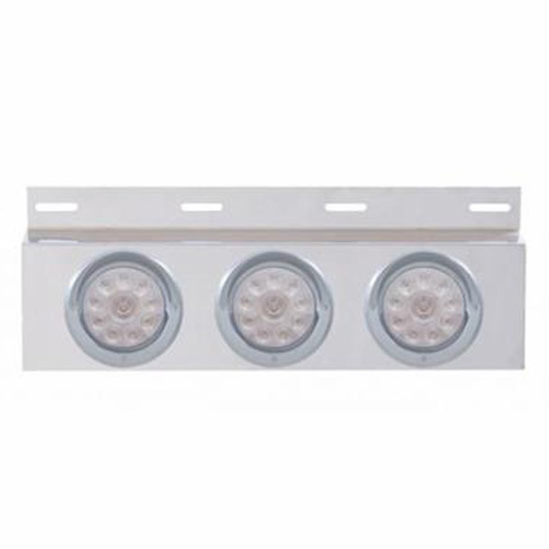 Stainless Steel Top Mud Flap Plate W/Three 10 Led 4 Inch Lights And Visors