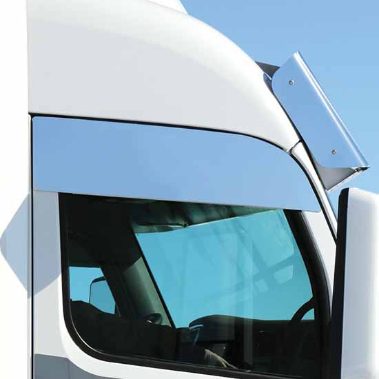 Roadworks 8 Inch 304 Stainless Steel Chop Top Window Panels For Peterbilt 567, 579 W/O Passenger Side Upper Door Mirror
