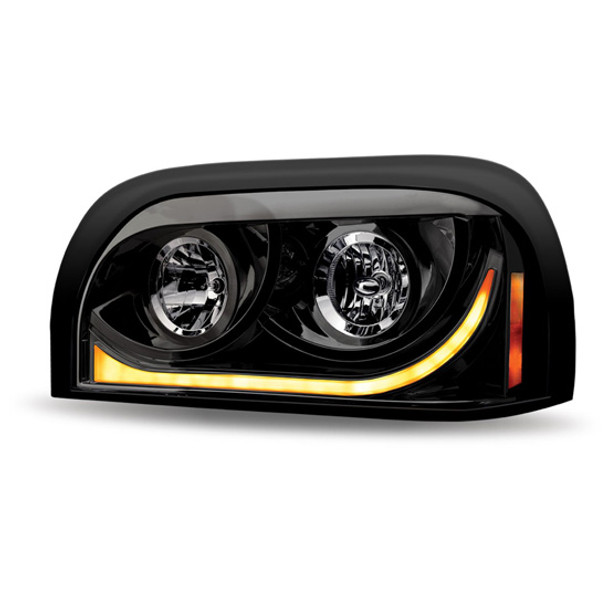 Blackout Halogen Projection Headlight With LED Light Bar For Freightliner Century