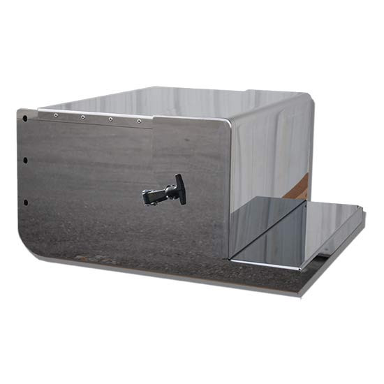 Peterbilt 378, 379, 389 Glider Stainless Steel Tool Box With Rounded Front Top & Tie Downs