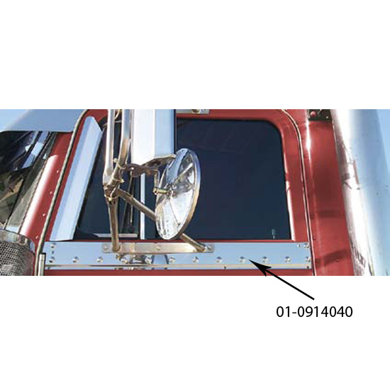Stainless Upper Door Sill Trim For Peterbilt With Door Mount Mirrors 1973-2005