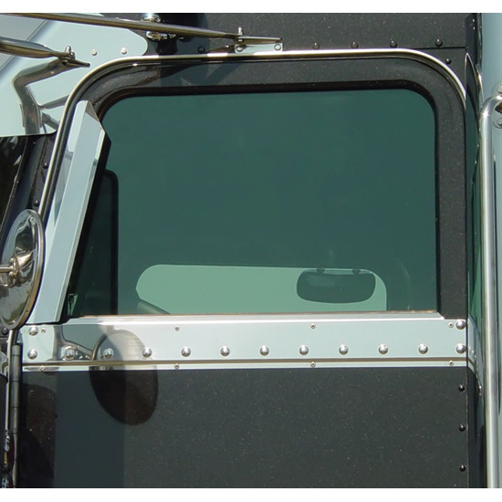 Turnpike Truck Trim Stainless Upper Door Sill Trim For Peterbilt With Cab Mount Mirrors 2005-Rivet Mount