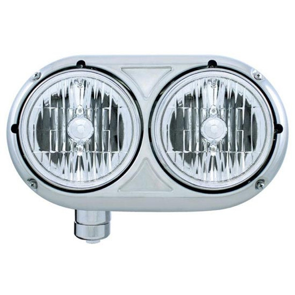 Stainless Steel Dual Round Headlight With Crystal Headlamps