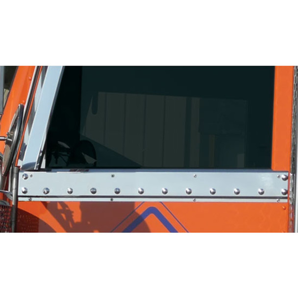 Stainless Upper Door Sill Trim For Peterbilt With Cab Mount Mirrors 2006 & Newer-Rivet Mount