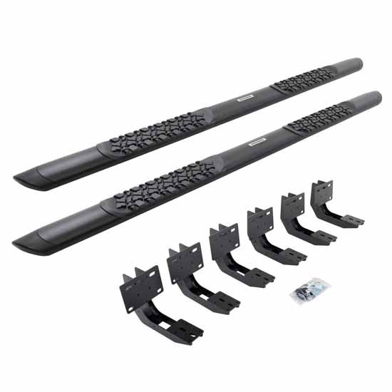 Go Rhino V-3 Series 5 X 87 Inch Black Aluminum Oval Side Bar & Brackets For 2019 - Current Ram 1500 W/ 4 Doors & Crew Cab