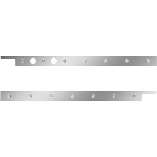 2.5 Inch Stainless Steel Cab Panel W/ 7 - 3/4 Inch Amber/Clear LED Lights For Peterbilt 567, 579 W/ Rear Mount Or Horizontal Exhaust 6 In Spacing- - Pair