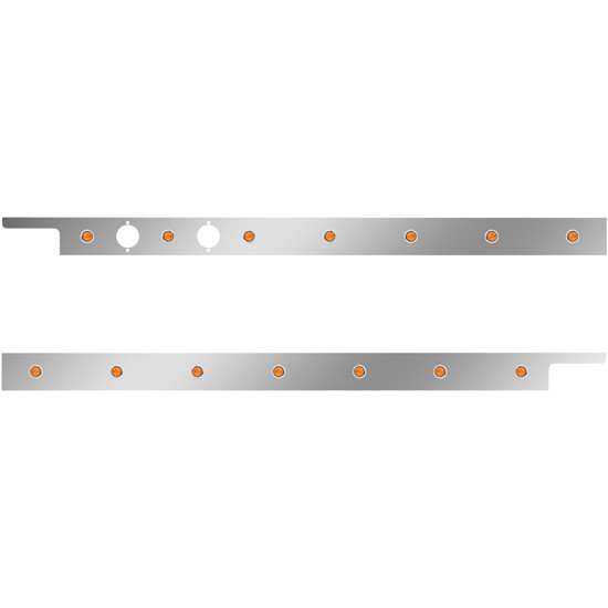2.5 Inch Stainless Steel Cab Panel W/ 7 - 3/4 Inch Amber/Amber LED Lights For Peterbilt 567, 579 W/ Rear Mount Or Horizontal Exhaust 6 In Spacing- - Pair