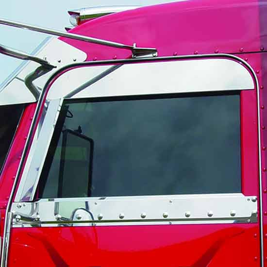 Turnpike Truck Trim 6 Inch Stainless Steel Door Chops For Peterbilt 379 W/ Door Mounted Mirror